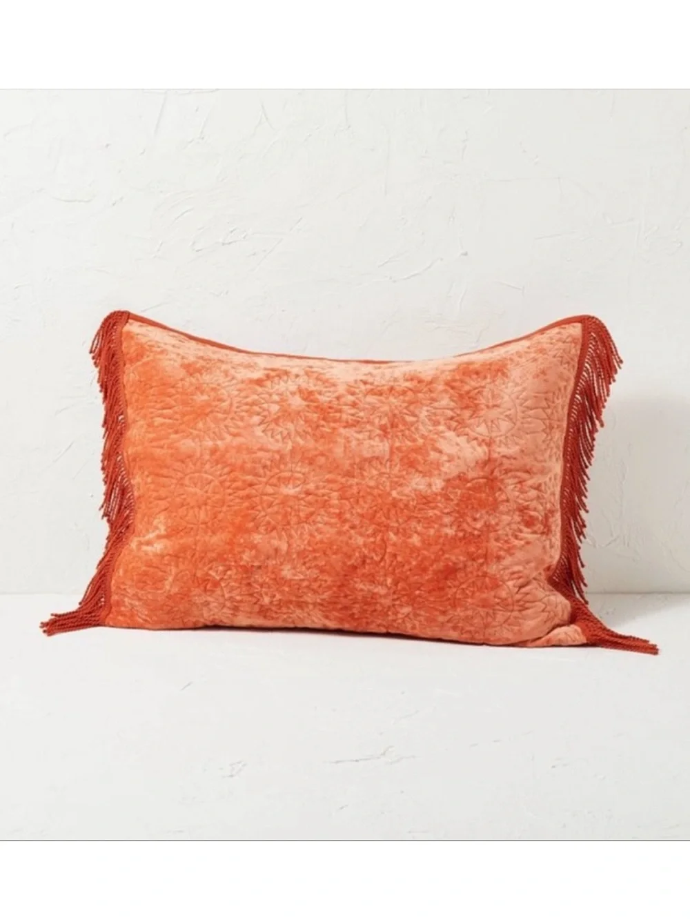 (2) Sun Stitched Vintage Velvet Quilt Sham Coral - Opalhouse EUC